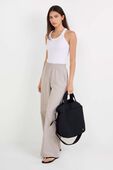 Stretch Woven Ruffle-Waist Wide-Leg Pant
